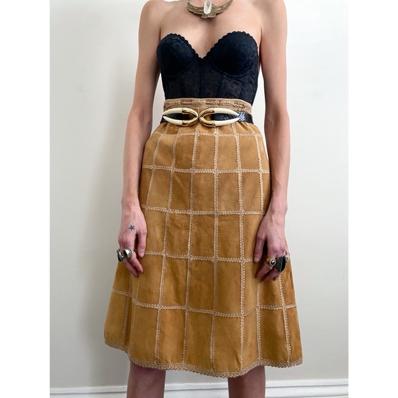 Vintage 70's Suede Skirt/Vest Set Medium - Picture 7 of 15